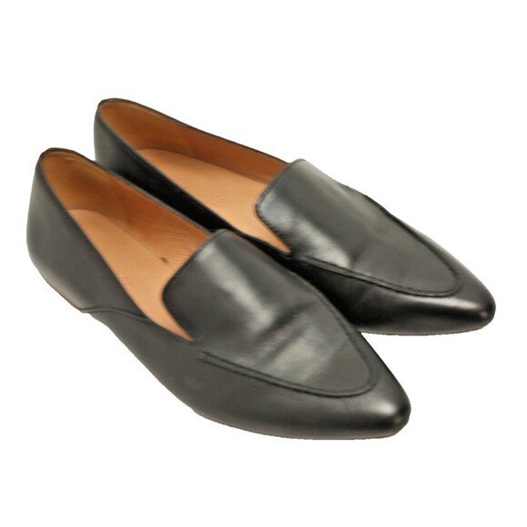 Madewell Frances Loafers Shoes Womens sz 7.5 Black Leather Pointed Toe - Picture 1 of 9